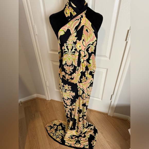 ETRO Crepe De Chine Maxi Halterneck Floral Paisley Dress Size IT44 US8 NWT - Picture 10 of 11
